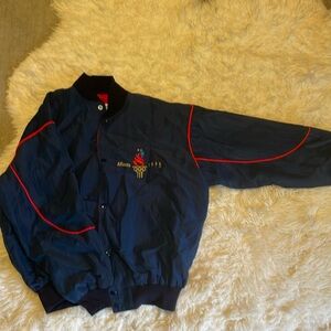 Navy Atlanta 1996 Olympic starter jacket; size XL